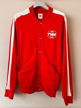 TWA’s Unisex Red Track Jacket with White Stripe - Casual Bomber